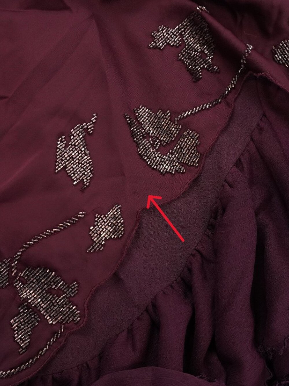 House Of CB Anastelle Hand Beaded Satin Maxi Dress In Plum - Women's Size XS - Picture 12 of 13